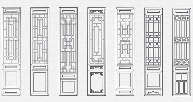 晴隆常用中式仿古花窗图案隔断设计图